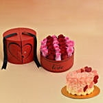 Roses Love Box For Valentine With Fairy Cream Cake