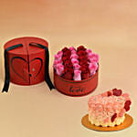 Roses Love Box For Valentine With Fairy Cream Cake