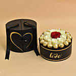 Roses with Chocolate In Black Love Box And Fairy Cream Cake