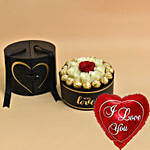 Roses with Chocolate In Black Love Box And I Love You Balloon