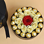 Lovely Roses with Chocolate In Black Love Box