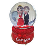 Love You Musical Couple Glass Dome With Teddy