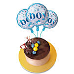 Tempting Chocolate Cake With It's A Boy Balloons Set