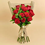 12 Valentines Red Roses Bouquet With Mini Moet Champagne For Valentines Day