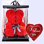 Artificial Roses Red Teddy Bear With I Love You Balloon For Valentine
