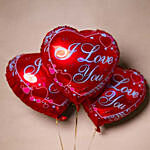 Bunch Of Beautiful 6 Red Rose with I Love You Balloons for Valentine