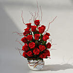 22 Red Roses In A Fish Bowl With Mini Moet Champagne For Valentines