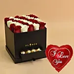 Floral Roses with Chocolates For Valentine And I Love You Balloon