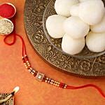 Sneh Designer Blue Stone Rakhi & Rasgullas