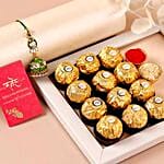Sneh Designer Lumba Rakhi & Ferrero Rocher Box