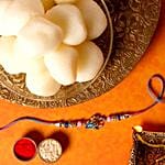 Sneh Designer Peacock Rakhi & Rasgullas