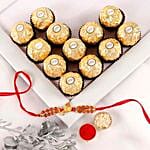 Sneh Elegant Rudraksha Rakhi & Ferrero Rocher Box