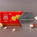 Sneh Fancy Green Rakhi & Soan Papdi
