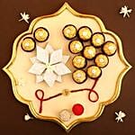 Sneh Gold Rakhi With Kaju Katli & Ferrero Rocher