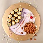 Sneh Peachy Rakhi Set With Almonds & Ferrero Rocher
