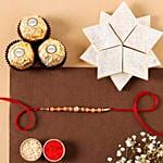 Sneh Rose Gold Rakhi & Kaju Katli
