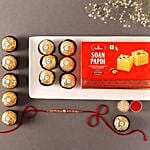 Sneh Rose Gold Rakhi with Ferrero Rocher & Soan Papdi