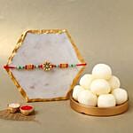 Sneh Trendy Flower Rakhi & Rasgullas