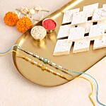 Sneh Vibrant Set Of 2 Pearl Rakhis & Kaju Katli