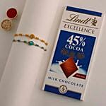 Sneh Vibrant Set Of 2 Pearl Rakhis & Lindt Bar