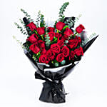 Beautiful Boquet Of 24 Red Roses With I Love You Balloon
