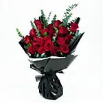 Beautiful Boquet Of 24 Red Roses With I Love You Balloon