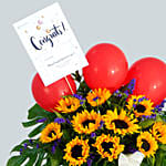 Blooming Mixed Flowers Cardboard Stand