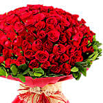 Bouquet Of 100 Roses With Mini Moet Champagne 200 Ml For Valentines
