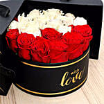 Charming Red & White Roses With Mini Mousse Cake For Valentines