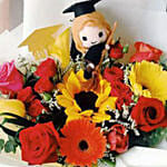 Colorful Flower Bouquet Graduation Teddy