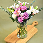 Gracious Mixed Flowers Cylindrical Vase