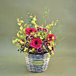 Happy Flowers Willow Basket