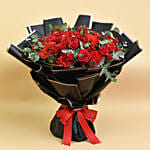 Joyful Red Bouquet With Mini Moet Champagne For Valentines