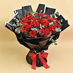 Joyful Red Bouquet With Mini Moet Champagne For Valentines
