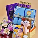 Light Yellow Straw Basket Baby Hamper