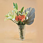 Lilies & Roses Designer Glass Vase