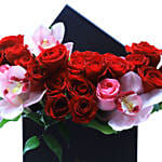 Majestic Mixed Roses In Black Box