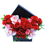 Majestic Mixed Roses In Black Box