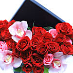 Majestic Mixed Roses In Black Box