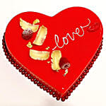Mixed Flower Bouquet With Red Velvet Heart Shaped Cake