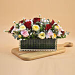 Mixed Roses Rectangular Vase