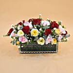 Mixed Roses Rectangular Vase