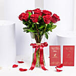 Ravishing Romance Vase With Chocolates Bar