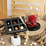 Red Forever Rose and Assorted Chocolate Box for Valentine