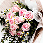 Titanic Rose Chamomile Love Bouquet With I Love You Table Top For Valentines