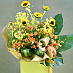 Vibrant Mixed Flowers Green Stand