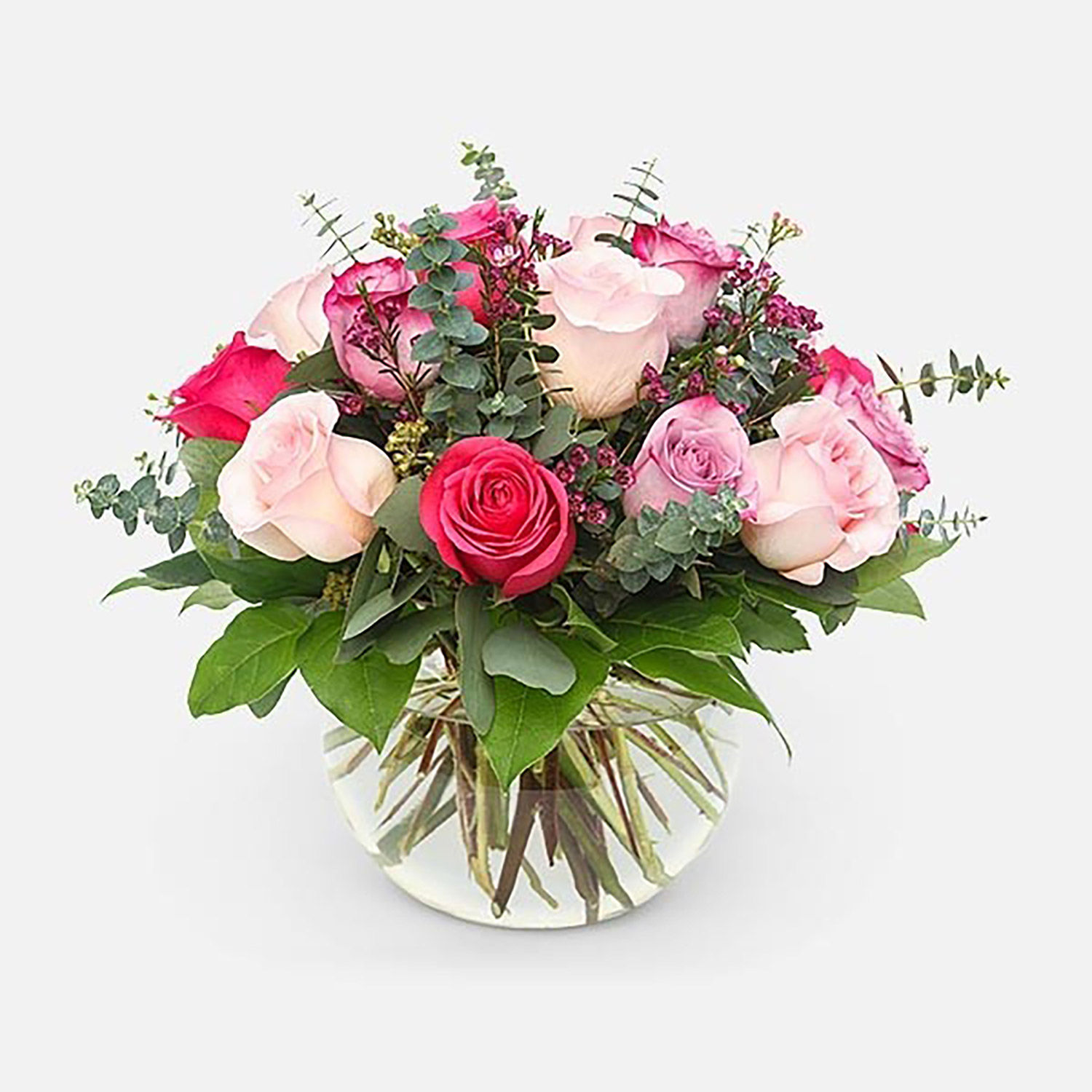 Online Sweet Mixed Roses Fishbowl Vase Arrangement Gift Delivery in