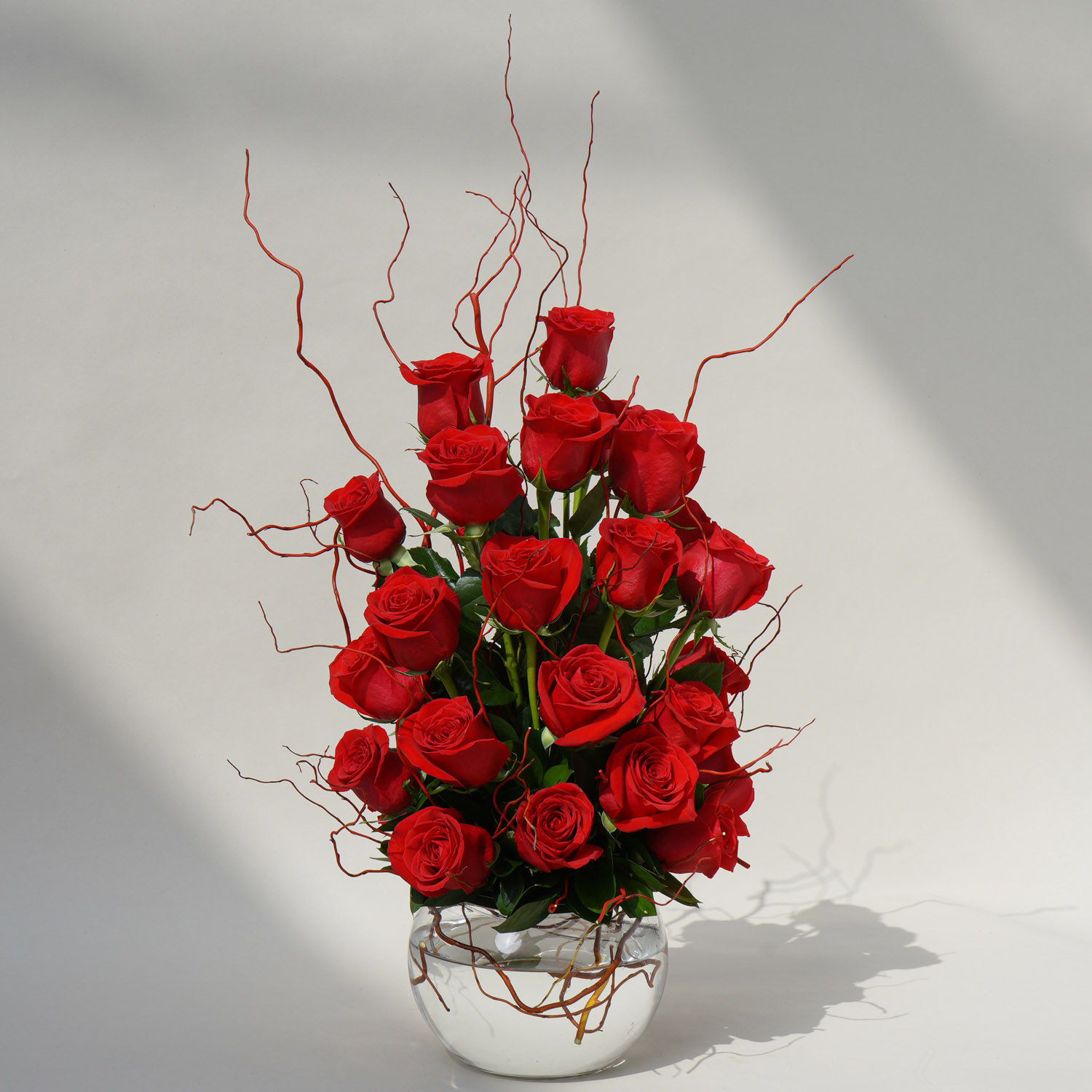 Online 22 Red Roses In A Round Fish Bowl For Valentines Gift Delivery
