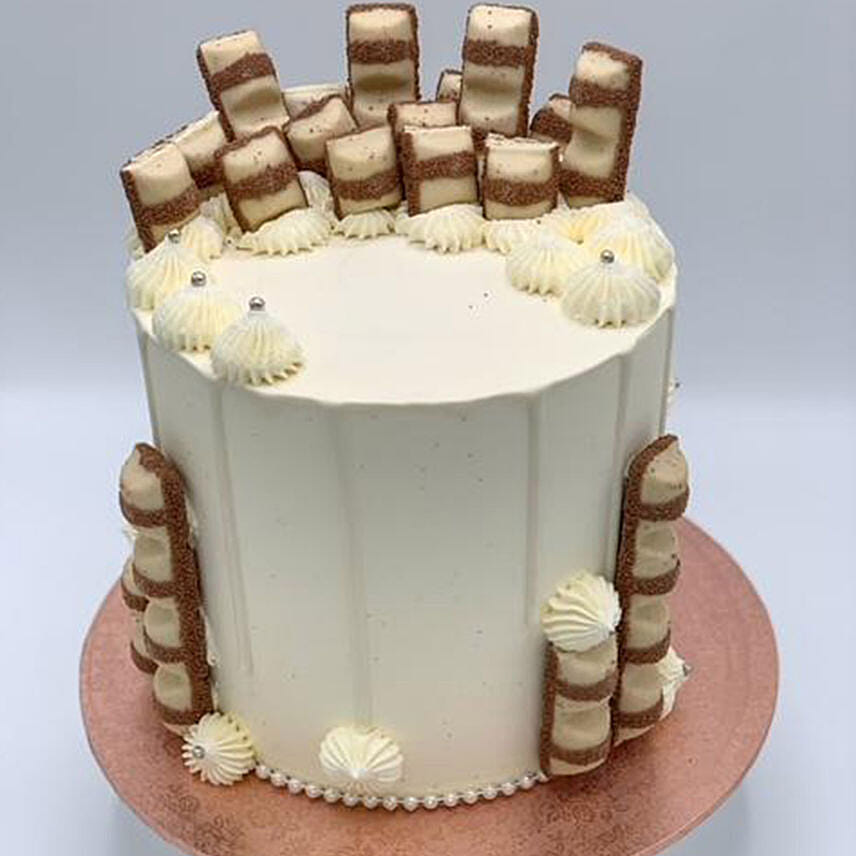 White Kinder Bueno Chocolate Drip Cake 8 Inch