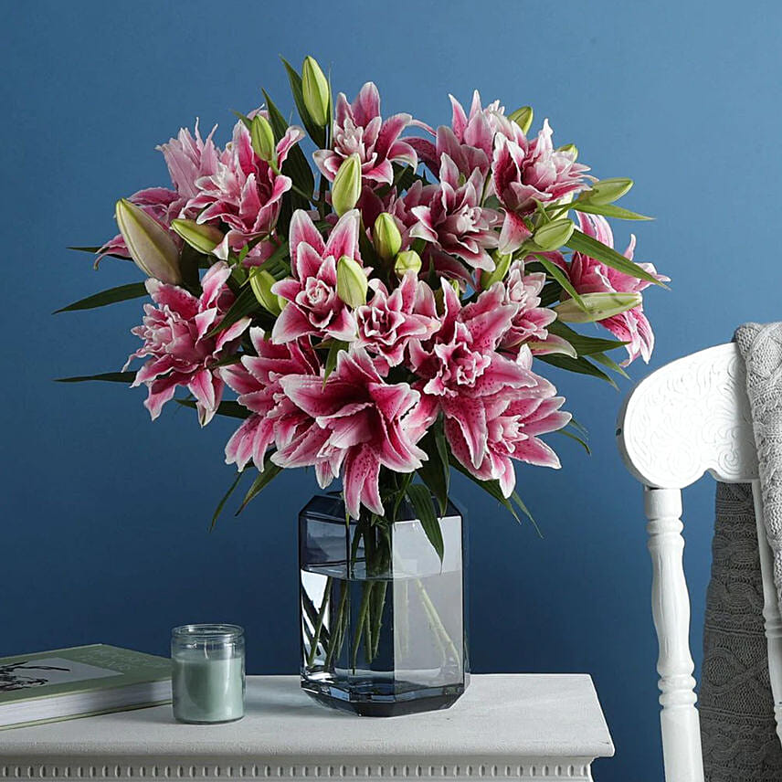 Elegant Pink Oriental Double Lilies